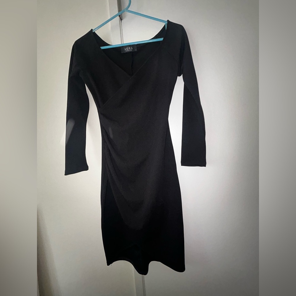 Akira Black LBD Tulip Midi Dress Size Small - Like New - Picture 2 of 8